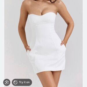 House of CB Strapless White Mini Dress
